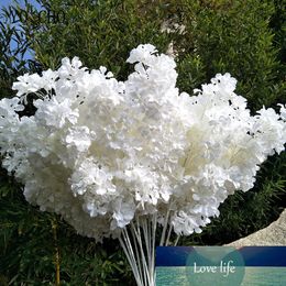 -flor artificial de seda 95cm Hortensia blanco rama deriva nieve Gypsophila flores artificiales flores de cerezo Arco de la boda Decorar