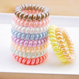 Women Scrunchy Girl Hair Coil Rubber Hair Bands Ties Rope Ring Ponytail Holders Telephone Wire Cord Gum Hair Tie Bracelet GCE13293