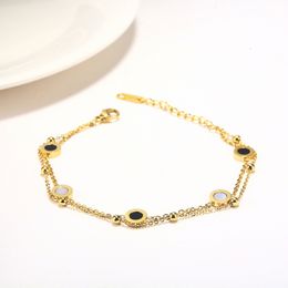 Double Layered Stainless Steel Charm Bracelet Elegant Women Gift Bracelets Jewelry
