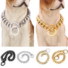 Stainless Steel Dog Chain Metal Training Gold Silver Slip Pet Dog Collars for Large Dogs Pitbull Retriever Free Shipping LJ201109