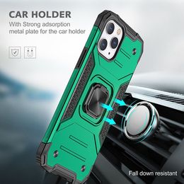 For LG K22 K51S For Motorola Moto G9 Power Hybrid Armor Case Car Magnetic Kickstand Phone Case Shockproof Back Cover D1