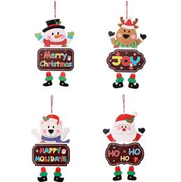 Christmas Ornaments Paper Board Door Window Hanging Pendant Welcome Merry Christmas Boards Xmas Decortaions Santa Claus Snowman YG870