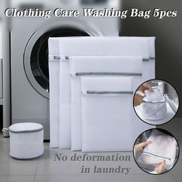 5PCS Household Laundry Bag Set Mesh Net Washing Bag Clothes bra Lingerie Socks Clothing Care Underwear Laundry Bag Storage 201021