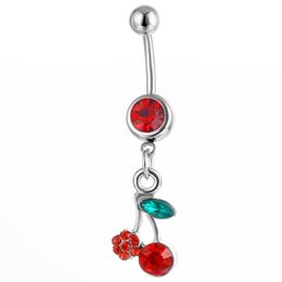 YYJFF D0164 Cherry Body Piercing Jewellery Belly Button Navel Rings Red Colour