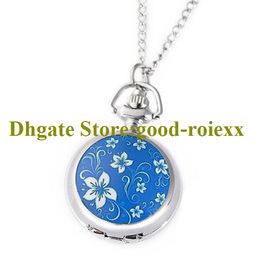 2021 New Style Fresh flowers Enamel Women's Pocket Watch Necklace Accessories Sweater Chain Ladies Hanging Watches Mens Quartz AA00120
