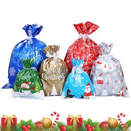 30pcs Santa Claus Christmas Gift Bags Snowman Merry Christmas Decoration Bag for Family Sack Candy Kids Christmas Gifts Holder 201128