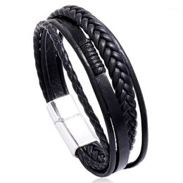 Charm Bracelets Diffone Trendy Mens Leather Bracelet Handmade Braided Multi Layer Wrap Braslet Homme Punk Male Accessories Present For Boyfr