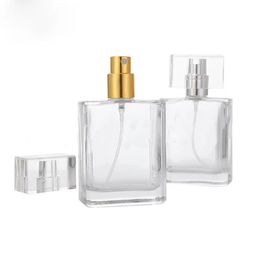 Fashion Style 30ml 50ml Portable Clear Glass Spray Perfume Bottle With Gold Silver Nozzle Empty Glasss Cosmetic Containers Free