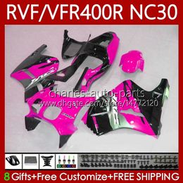 Fairings Kit For HONDA VFR400 R RVF400R NC30 V4 1989 1990 1991 1992 1993 79No.26 RVF VFR 400 RVF400 R 400RR VFR 400R VFR400RR 89-93 VFR400R 89 90 91 92 93 Body Rose Black