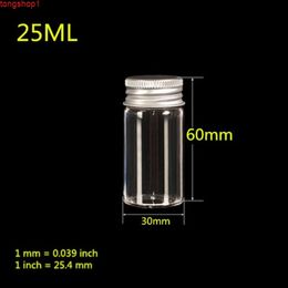 100pcs Small Glass Bottles Aluminium Screw Cap Silver Lid Mini Transparent Clear Empty Jars Vials With Plug25mlgood quantity