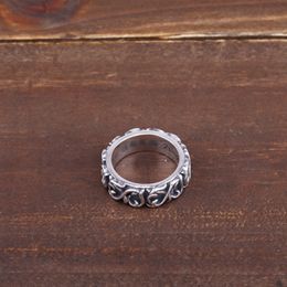 -Vintage S925 esterlina anel de prata jóias eterno videira fechada anel velho estilo estilo e mulheres estilo punk