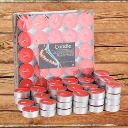 50pcs/set Tea Wax Candle Birthday Wedding Party Candle Candlelight Dinners Candle Romantic Decorative Candles In Aluminium Cups