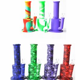 9.5'' height Printing Bong Pipe bongs Camouflage Colourful Beaker Design Silicone water smoking hookahs