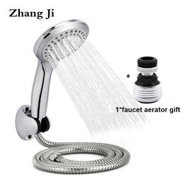 Zhangji Round Rain Shower Head Sets Wall Mounted Bathroom Shower Hose+Shower Holder +Adjustable 5 Functional Handhold Showerhead Y200109