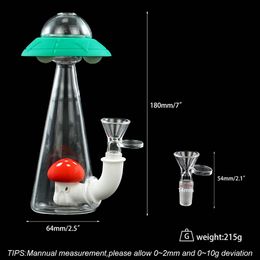 7" UFO silicone hand water Smoking pipes with glass bowl portable festival gift factory price electric dab rig