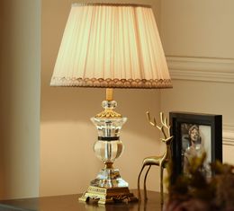 Crystal Table Lamps Desk Lights Luxury Modern Contemporary Fabric for Foyer Living Room Office Creative Bed Room Hotel