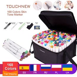 Art Drawing Marker Pen , TOUCHNEW 40 60 80 168 Colours Alcohol Graphic Art Sketch Twin Marker Pens Gift sketchbook for painting 201222