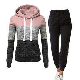 Tracksuit Woman Women's Clothing Pullover Hoodies Sweatpants Suit Female Two Piece Set Outfits Chandals Mujer Size S-4XL 201119