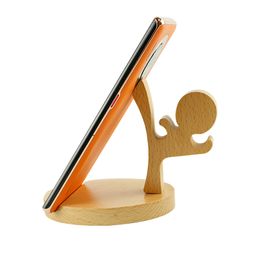 U&I 2022 New Protable Phone Holder Blank Wooden Multi-function Bracket Desktop Decoration Lazy Smart Phones Stand