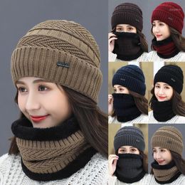 Women's Knitted Hat Scarf Caps Neck Warmer Winter Hats For Men Women Skullies Beanies Warm Fleece Cap 6 Colors Cycling & Masks