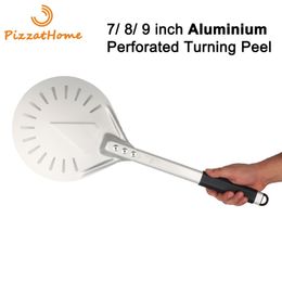 PizzAtHome 7/ 8/ 9 Inch Perforated Turning Shovel Aluminum Peel Paddle Short Pizza Tool Non-Slip Handle 201023
