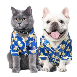 clothes sleep coat Luxury pajamas chihuahua teddy dog French Bulldog yellow duck 201118