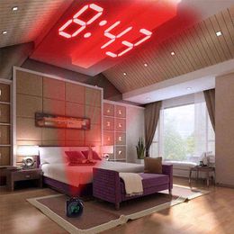 LCD Projection LED Display Time Digital Alarm Clock Talking Voice Prompt Thermometer Snooze Function Desk H1230