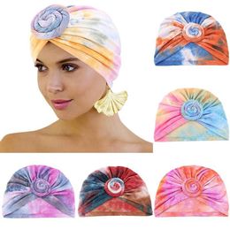 Tie-Dye Printing Turban Scarf For Women Muslim Cancer Chemo Arab Head Wrap New Braided Bandanas Headwear