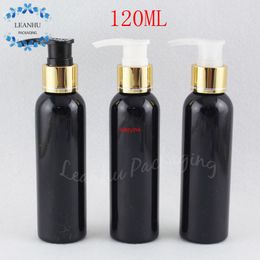 120ML Black Plastic Bottle With Gold Lotion Pump , 120CC Empty Cosmetic Container / Shampoo Sub-bottling ( 40 PC/Lot )good package