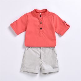 Baby Summer Clothing Sets Toddler Newborn Kids Baby Boys Clothes T-shirt Tops Short Pants Watermelon red shirt shorts Outfits 20220308 H1