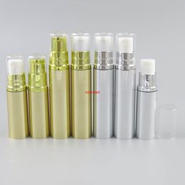 high qualtity200 x 5ML 10ML Gold Silver Portable Refillable Airless Lotion Pump Bottles 1/6oz 1/3oz Ailress liquid Sprayer Containers