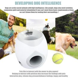 Dog Toys Interactive Fetch Treat Cat Pet Tennis Ball Automatic Dispenser Trainer Pet Funny Reward Machine Play Training Toys Y200330