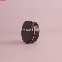 50G 50ML Black Aluminium Jar Cosmetic Cream Packing Box Tin Metal Container Essence Oil Aroma Wax Pot Screw Lid, 50pcs/lotgood quantity