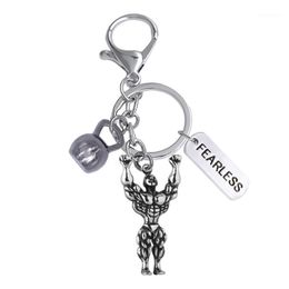 Keychains Bodybuilder Strong Muscle Gym Sport Accessories Keychain Kettle Charm Outdoor Car Key Chain Set1