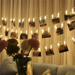 LED String lights Card Photo Clip Holder Fairy Garland lamp For Christmas New Year Wedding Party Decoration Battery holiday lamp Y201020