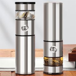 Glass Tea Cup 316 Stainless Steel Thermos Cup Water Bottle for Car Travel Tea Glass Vacuum Flasks Thermoses with Tea Infuser 201204