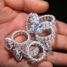 Handmade Drop White Pink Topaz Gemstone Rings set Baguette 925 Silver Wedding Engagement Rings for Women Simulated Diamond Platinum Jewelry