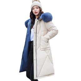 Long parka women down parka Winter new Korean large size women's down jacket women parka big fur 8603 201202
