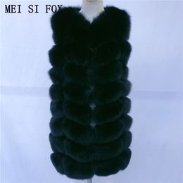 coat female autumn natural Mid-length sleeveless jacket fox vest gilet real fur free shipping top 201103