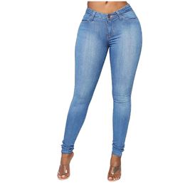 New Blue Jeans Pancil Pants Women High Waist Slim Hole Ripped Denim Jeans Casual Stretch Trousers Jeans For Women#3 201105