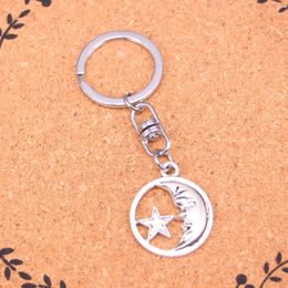 Fashion Keychain 25mm circle moon star Pendants DIY Jewelry Car Key Chain Ring Holder Souvenir For Gift