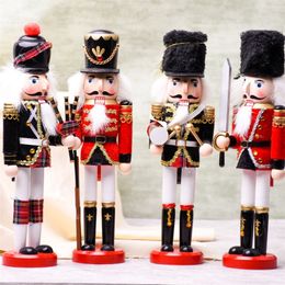 30 cm Wooden Nutcracker Doll Puppet Figurines Toy Christmas Decor Home Decoration Child Kids Gift Office Ornaments 201130