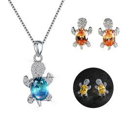 Fashion women girl Little Turtle Necklace Earring Set Jewellery Decoration Female Gifts Novel Animal Modelling