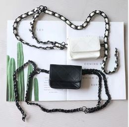 Waist Bags Women's Fanny Pack Luxury Black & White Chain Shoulder Crossbody Chest 2022 Fashion Lady Leather Mini Belt Bag Designer Brand
