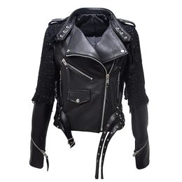 Women Autumn Zipper Casual Real Leather Jacket Soft Solid Motorcycle Sheepskin Jacket Fashion Streetwear Lady Slim Jacket 201030