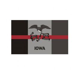 Iowa State Flag Thin Red Line Flag 3x5 FT Firefighter Banner 90x150cm Festival Gift 100D Polyester Indoor Outdoor Printed Flag