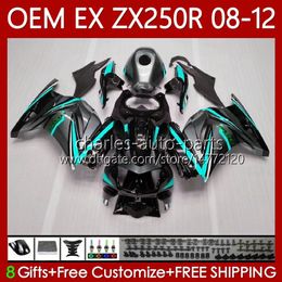 Injection Fairings For KAWASAKI NINJA EX ZX 250R EX250 ZX250 R Cyan black 2008 2009 2010 2011 2012 Bodywork 81No.156 ZX250R EX250R 08-12 ZX-250R 08 09 10 11 12 OEM Body