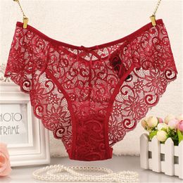 Womens Seamless Lace Panties Fashion Trend Hollow Out Breathable Solid Colours Underwear Female Casual Sexy Middle Waist Comfortable Briefs