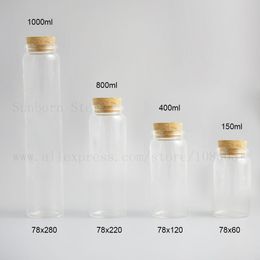 Big Empty Transparent Bottle Jar With Cork Stopper Clear Glass Container for Laboratory School Storage 150ml 400ml 800ml