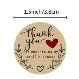 1.5 inch round thank you sticker"thank you for supporting my small business" gift decoration seal sticker Wrapping sticker 500pcs